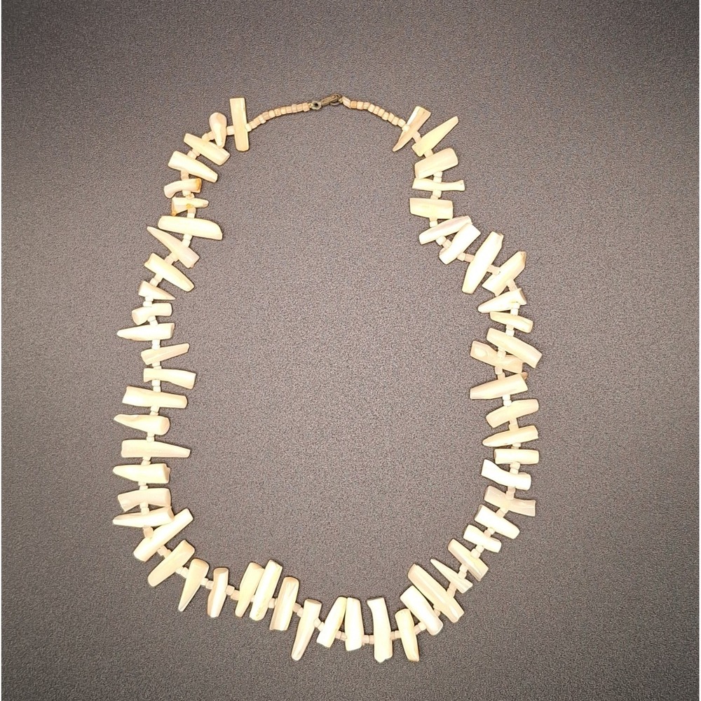 Vintage Natural White Coral Necklace Beads Choker 18" Boho Surf Nautical Necklac